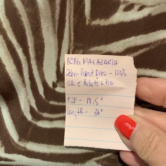 BCBG MAX AZRIA 100% silk brown/cream zebra print dress. Size US S. - Picture 12 of 12
